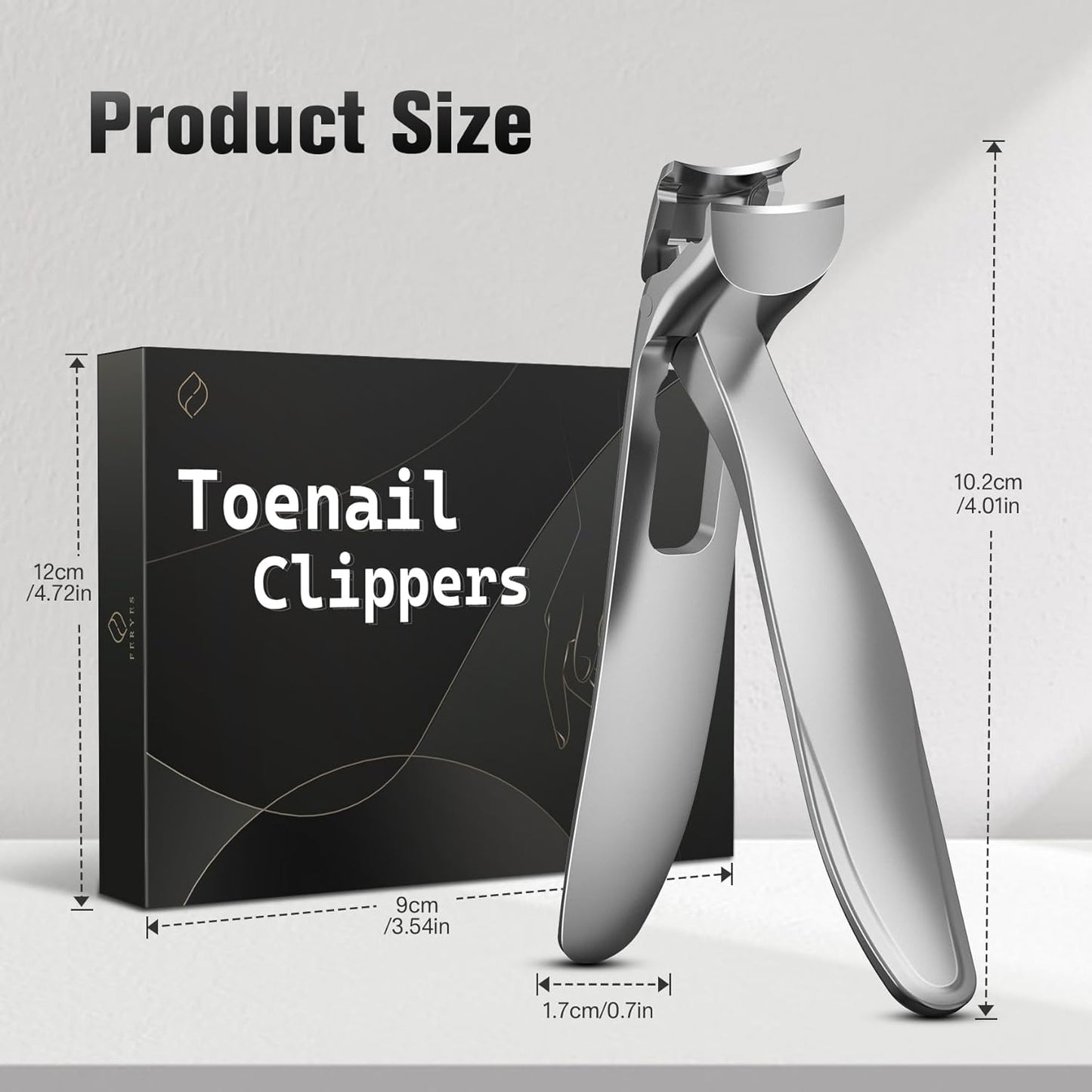 FERYES Angled Head Long Handled Toenail Clipper for Seniors - Large Wide Jaw Nail Clipper with Catcher for Thick Nails - Easier Trimming, Ergonomic Design (Black)