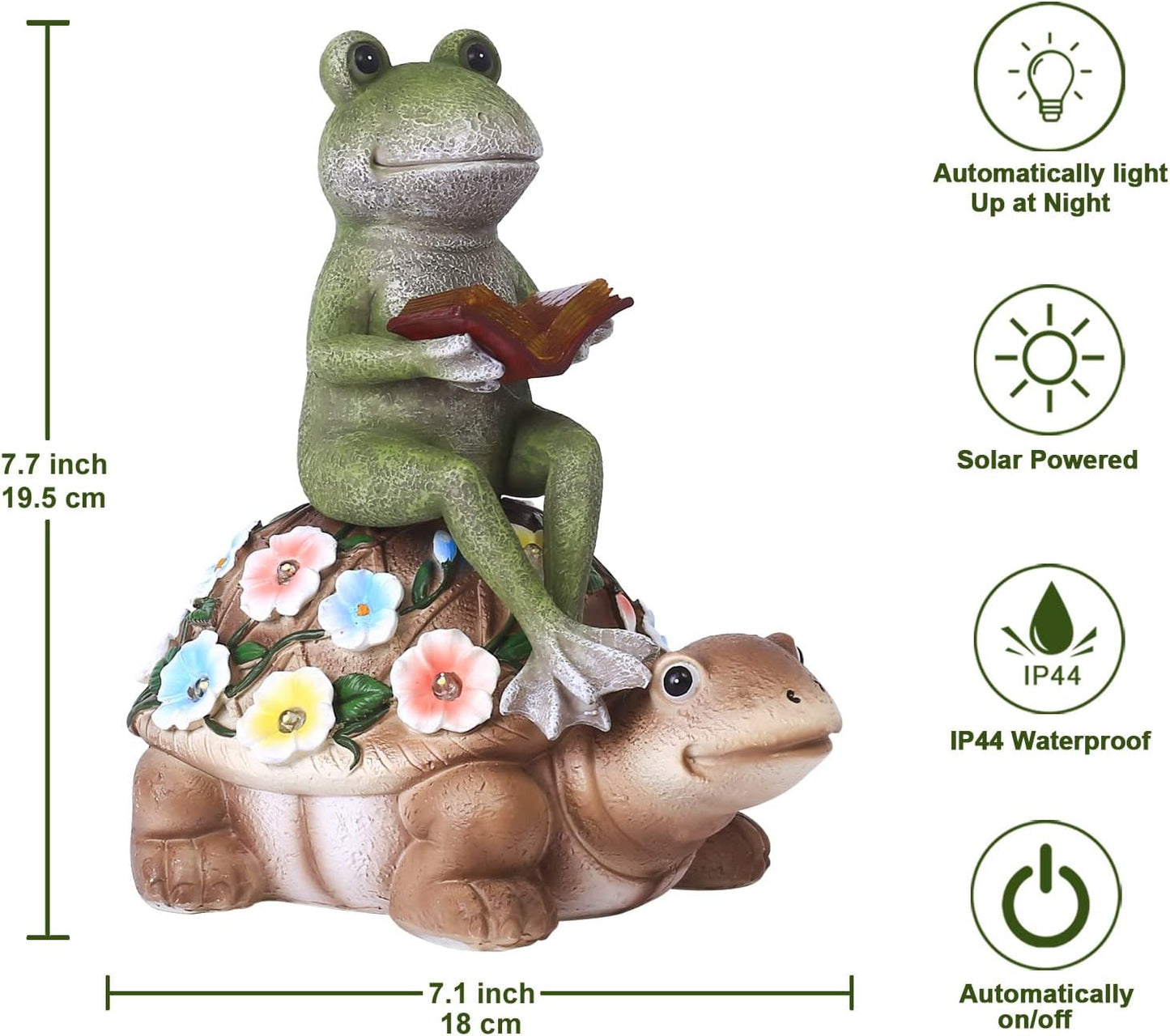 Nacome Solar Frog Riding Turtle for Garden Decor - Outdoor Statues for Patio,Yard,Balcony Ornament,Turtle Gifts for Women/Mom/Grandma,Mom's Best Gift