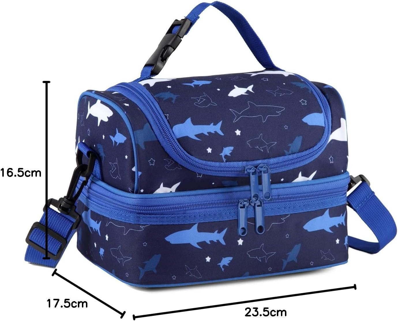 VASCHY Lunch Box Bag Men, Insulated Two Compartments Bento Cooler Bags for Adults/Women/Kids for School,Daycare,Kindergarten,Picnic Black