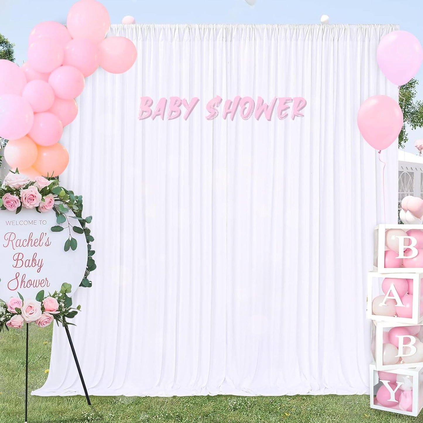 10.6x10Ft White Backdrop Curtain Parties Photo Curtains Backdrop Drapes Fabric for Wedding Birthday Baby Shower Decorations
