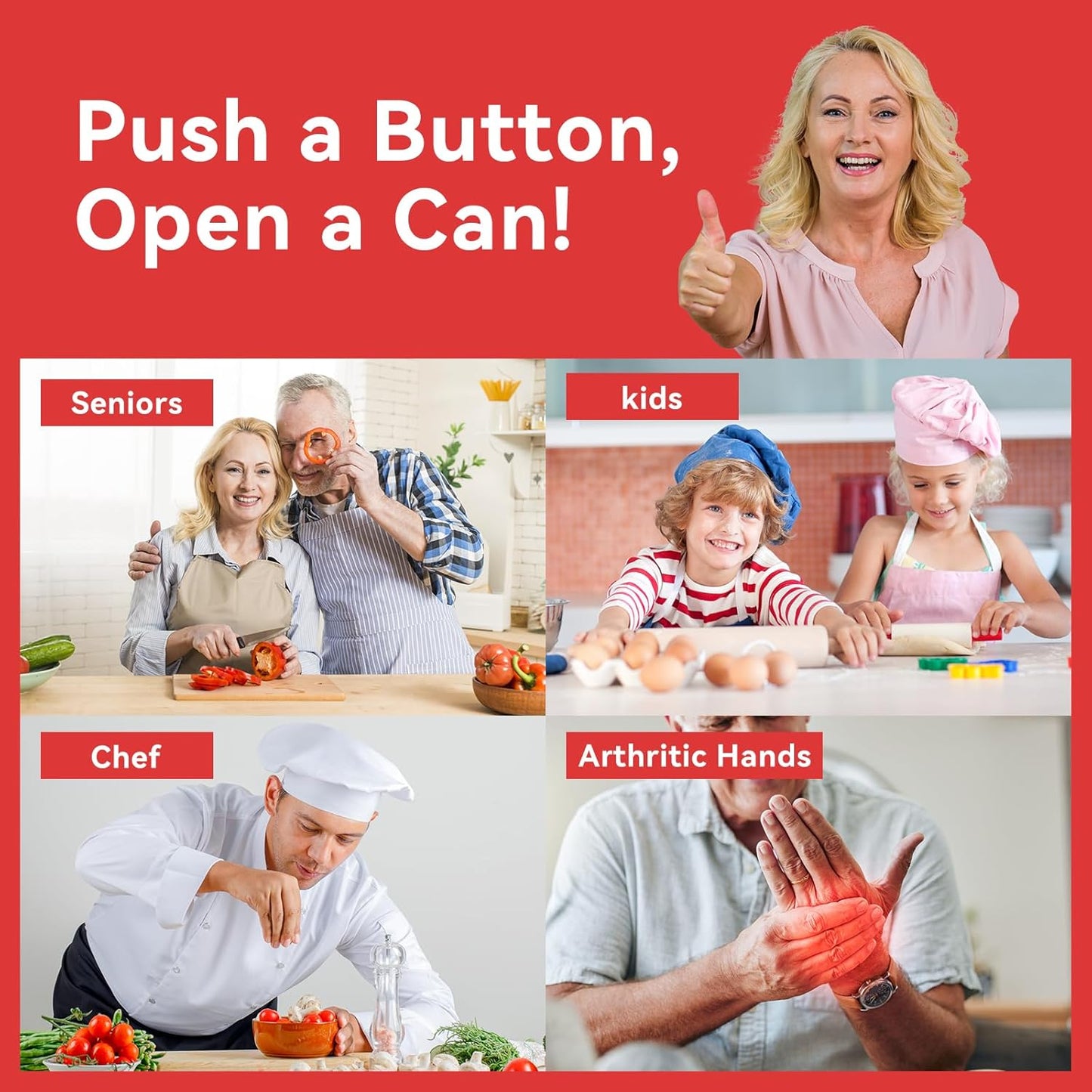Osnil Rechargeable Electric can Opener for Seniors, Arthritis and Mum Automatic Open Any Size can with Smooth Edge Food-Safe with Rechargeable Battery and USB Cable