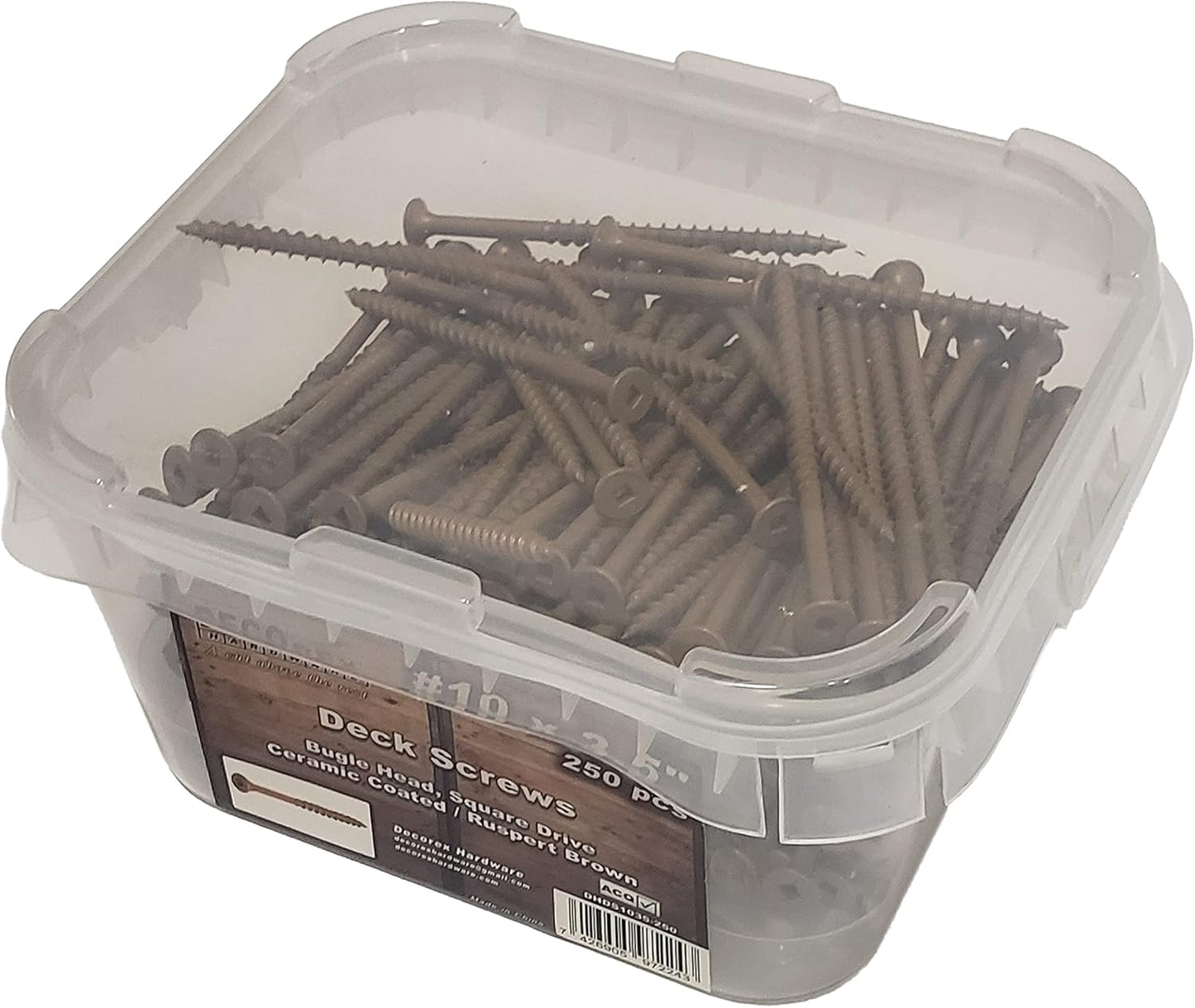 #8 x 3" Deck Screws | Square Drive | Bugle Head | Brown Ruspert | 100pcs Box