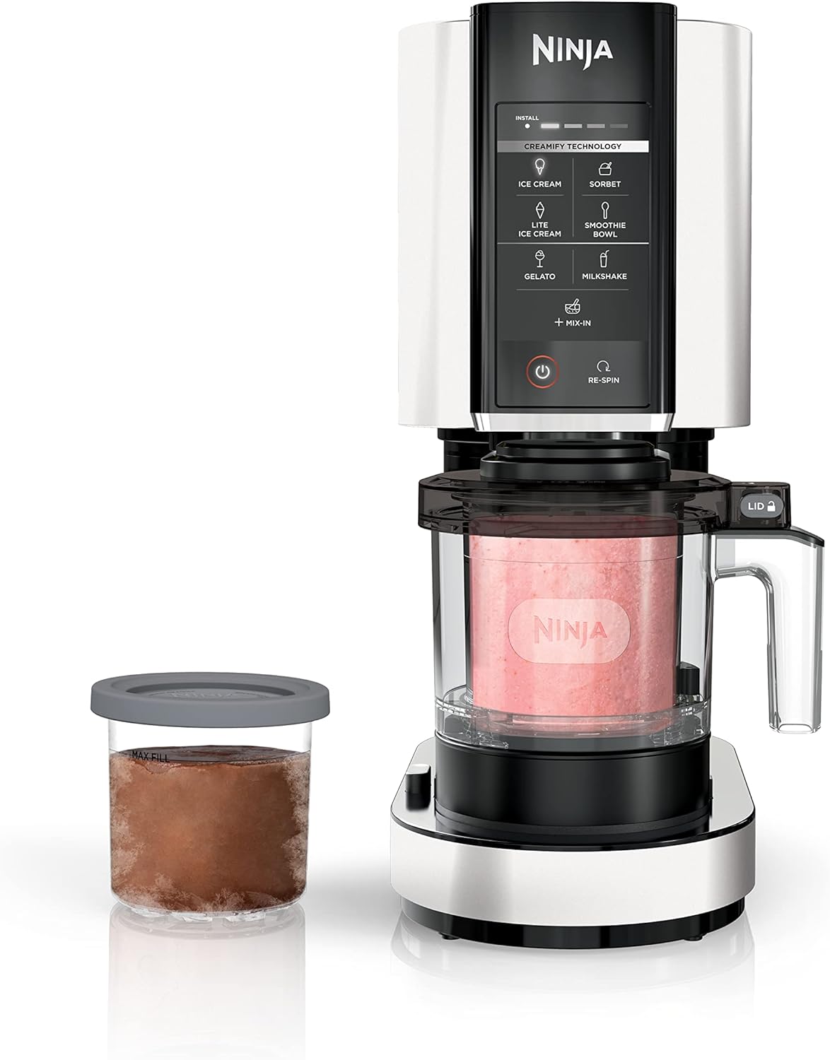 Ninja NC301 CREAMi Ice Cream Maker, for Gelato, Mix-ins, Milkshakes, Sorbet, Smoothie Bowls & More, 7 One-Touch Programs, with (2) Pint Containers & Lids, Compact Size, Perfect for Kids, Silver