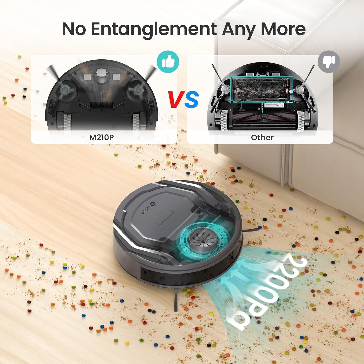 Lefant Robot Vacuum Cleaner, 6 Cleaning Modes, Wi-Fi Connected, SmartSense Technology, Multi-Surface Cleaning, Self-Charging Robotic Vacuum, Alexa, Ideal for Pet Hair and Hard Floor(M210 Pro)