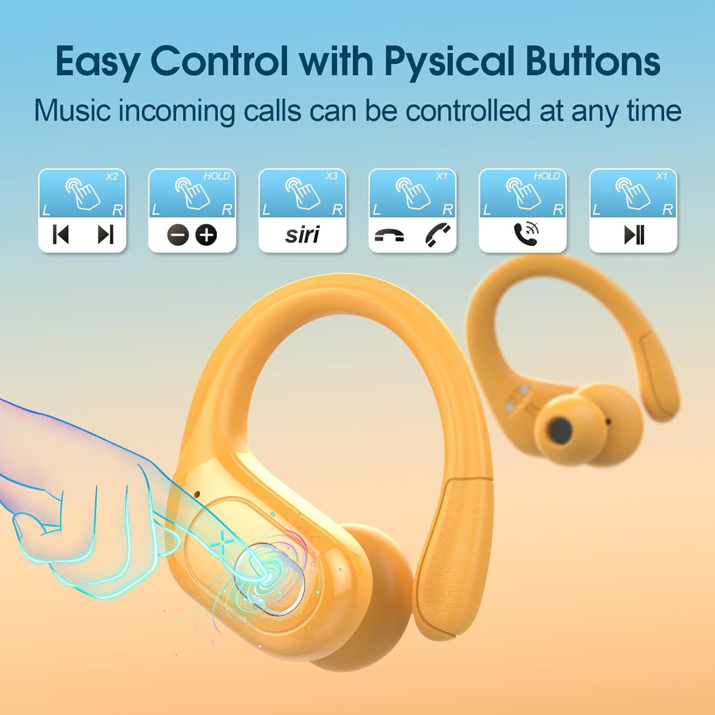 STECEi Wireless Earbuds 75hrs Bluetooth 5.4 Headphone Sport, Bluetooth Earbuds HiFi Stereo Over Ear Bud with Earhooks, ENC Noise Cancelling Mic, IP7 Waterproof Wireless Earphone for Workout/Running