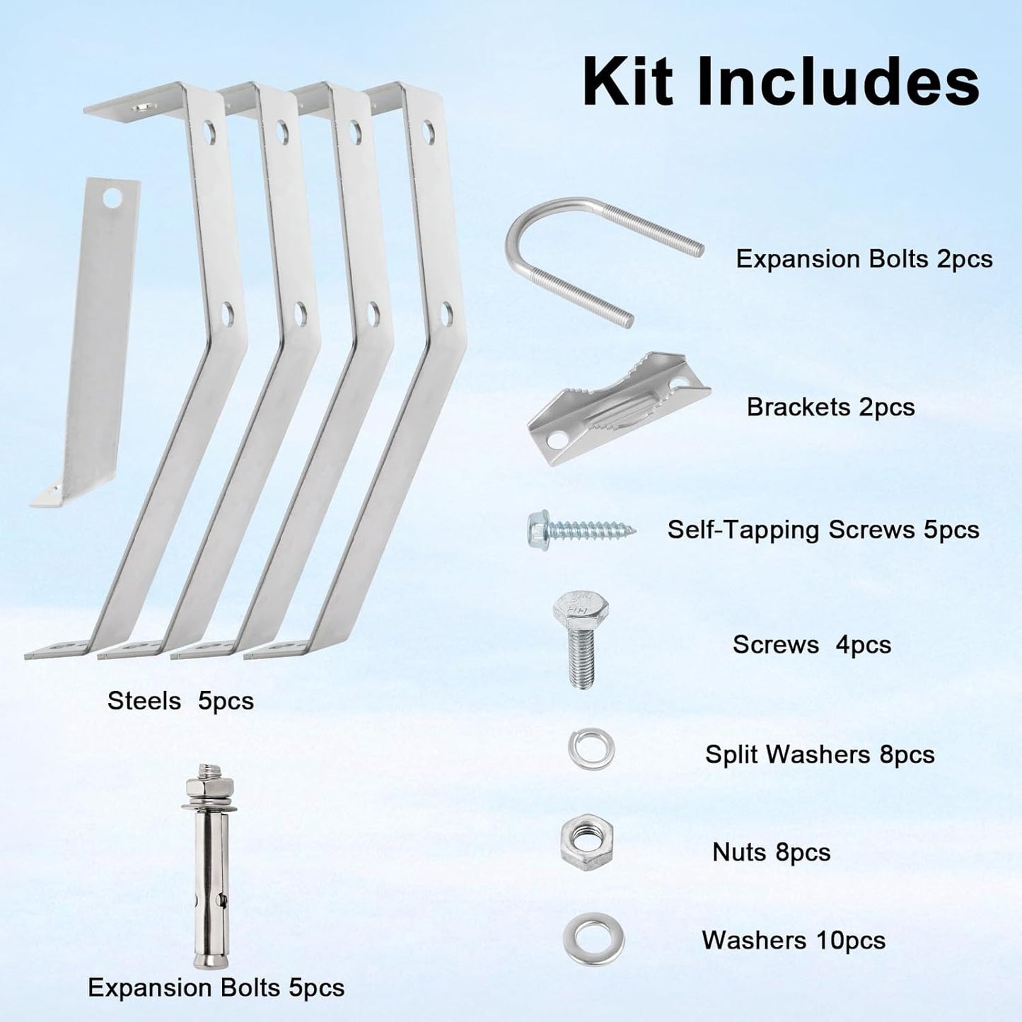 XRDS-RF 16 Inch Heavy-Duty Wall Mount Stand Off Mast for TV Antenna - Windproof Mounting Bracket (2-Leg + 2-Leg)