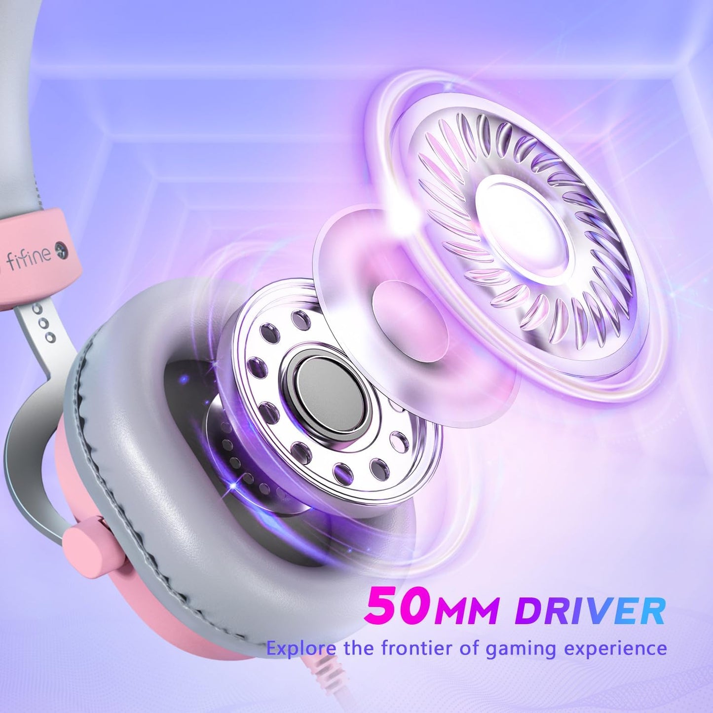 Fifine PC Gaming Headset with USB/3.5mm Jack for Laptop Computer, Over Ear Wired Headphones with 7.1 Surround Sound, Detachable Microphone, Volume Control, Noise Cancelling for PS5/Xbox/Switch-H9