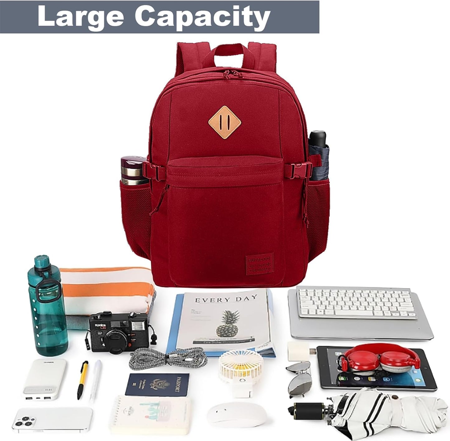 SUPACOOL Lightweight Casual Backpack for Men and Women, Large Backpack for School Boys and Girls