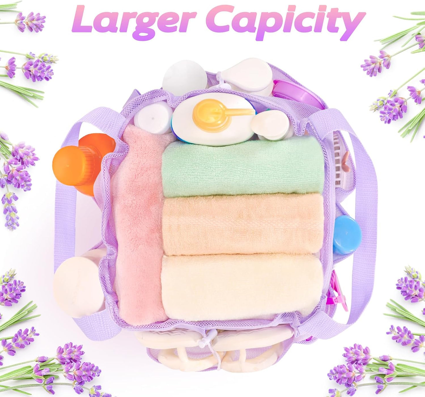 famichan Mesh Shower Caddy Portable, Dorm Room Essentials for College Students, Large Capacity with 8 Pockets Shower Bag for Camping,Swimming,Gym,Travel