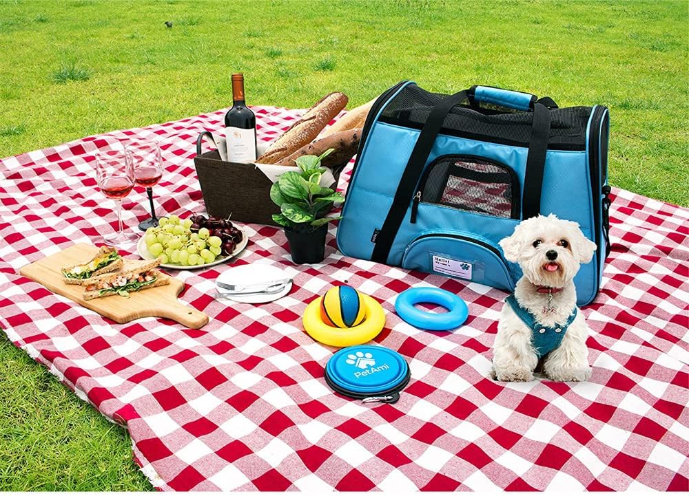 Premium Airline Approved Soft-Sided Pet Travel Carrier by PetAmi | Ventilated, Comfortable Design with Safety Features | Perfect For Plane or Car | Ideal for Small to Medium Sized Cats, Dogs, and Pets