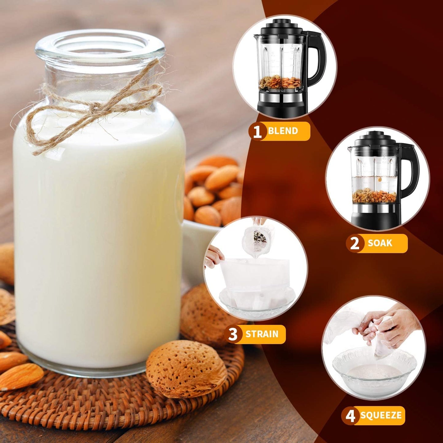 Purilite Select 100% Cotton Nut Milk & Cheesecloth Bags (2 Pack)