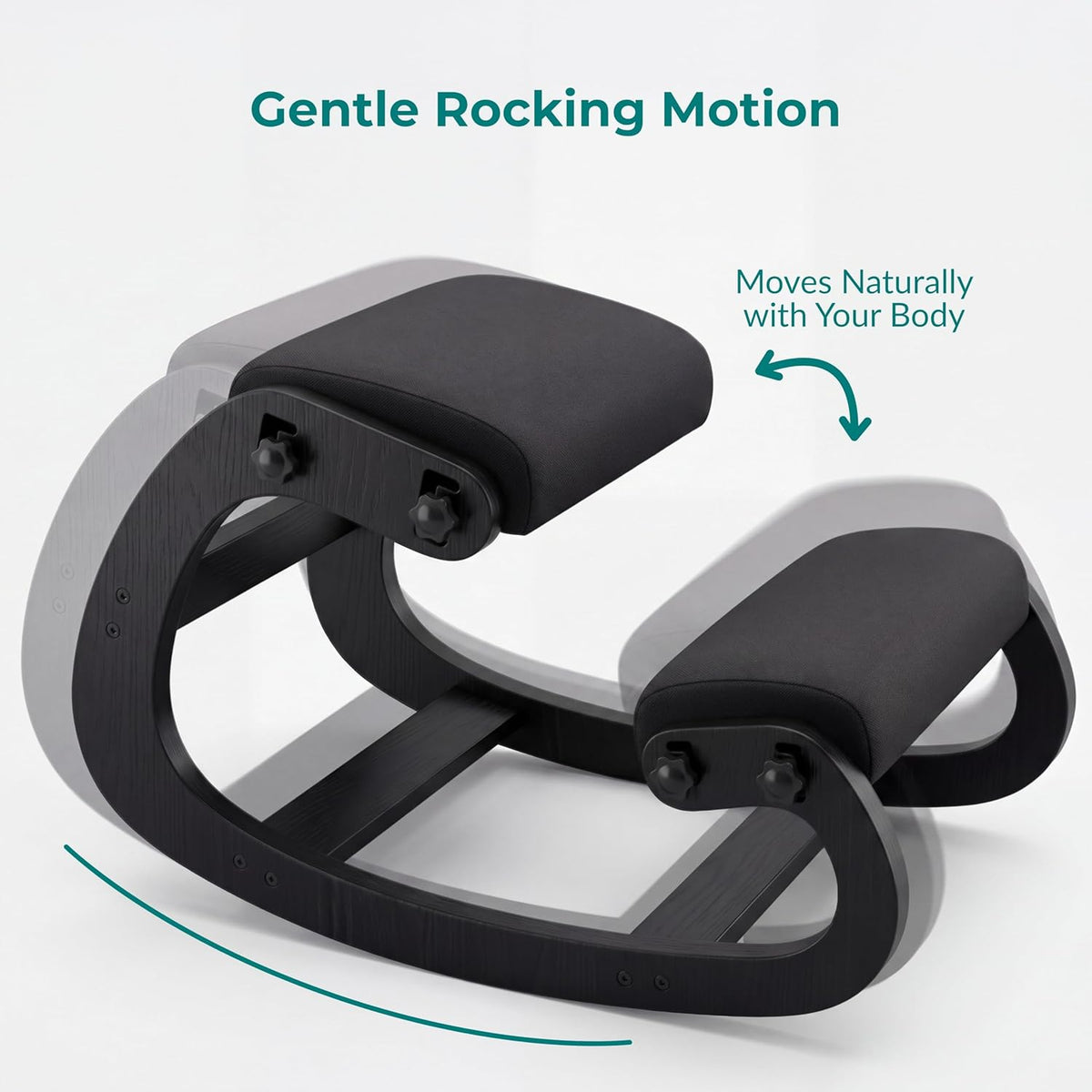 NYPOT Ergonomic Kneeling Chair with Adjustable Seat – Rocking Wooden Desk Stool for Home Office and Standing Desks – Modern Active Sitting Chair (Black)