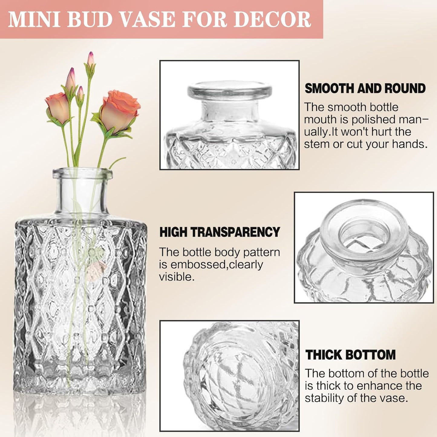 Sawoake Mini Bud Vases As Wedding Centerpieces for Tables,Clear Bud Vases for Flowers,Small Flower Vases Suitable for Birthday Party,Anniversary,Wedding Reception,Baby Shower (Clear-12PCS)