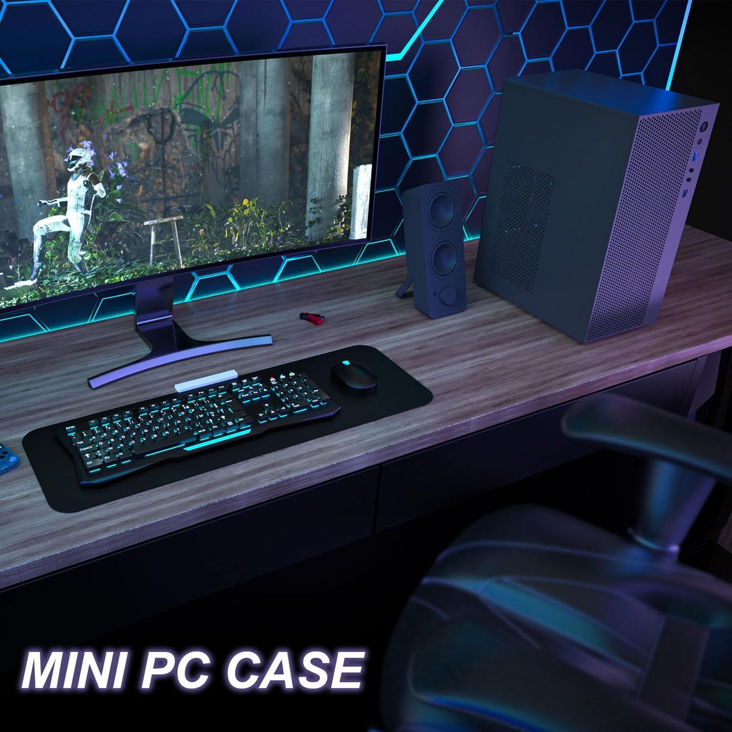 TGDGAMER T1 Micro ATX PC Case, Support MATX, Mini-ITX, Micro ATX case Slim, USB3.0x1, USB2.0X1, I/O Port, Black