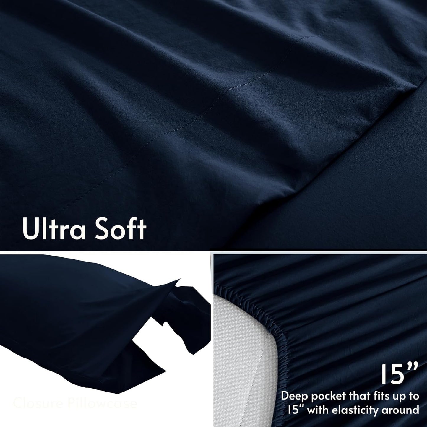 JOLLYVOGUE Queen Size Bed Sheet Set - 4 Piece Bed Sheets Set with Deep Pocket - Soft Breathable & Cooling - Resists Shrinkage & Fading Draps Queen - Easy Care (Dark Grey)