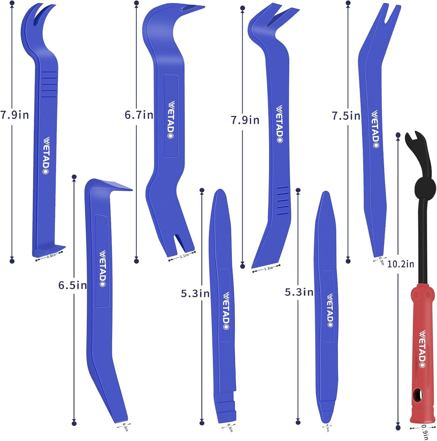 Wetado Trim Removal Tool, Car Upholstery Repair Kit, Car Door Audio Panel Trim Removal Set, Fastener Terminal Remover Tool Set Clips Pry Kit Auto Clip Pliers (8PCS Red)