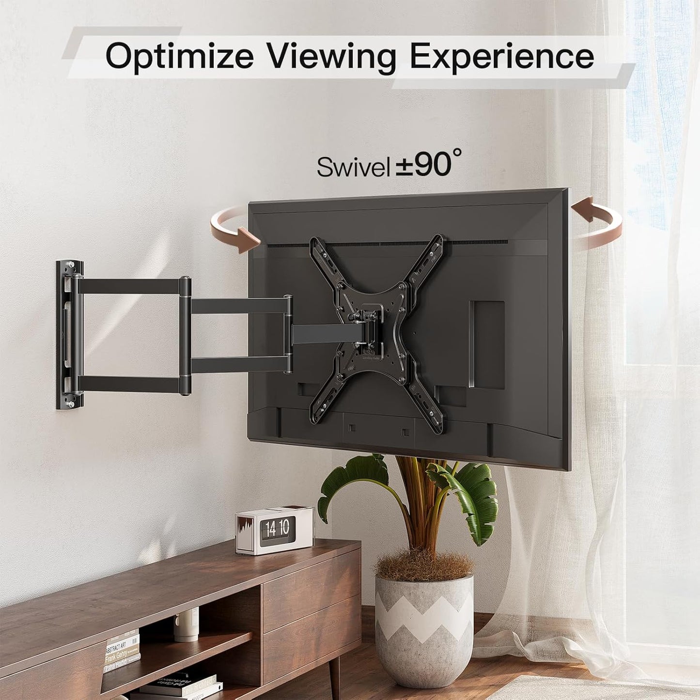 ELIVED Long Arm TV Wall Mount for Most 26-65 Inch TVs, 37.4 Inch Long Extension TV Mount Swivel and Tilt, Max VESA 400x400mm, Full Motion Wall Mount tv Bracket Holds up to 77 lbs.