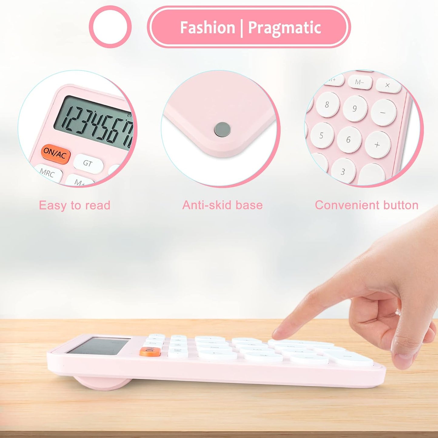 VEWINGL Mechanical Switch Calculator, 12 Digit Large LCD Display and Buttons, Great for Everyday Life and Basic Office Work, with Battery