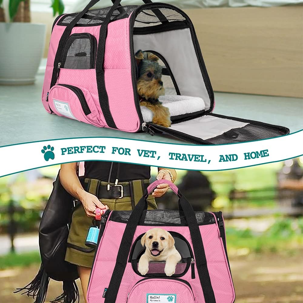 Premium Airline Approved Soft-Sided Pet Travel Carrier by PetAmi | Ventilated, Comfortable Design with Safety Features | Perfect For Plane or Car | Ideal for Small to Medium Sized Cats, Dogs, and Pets