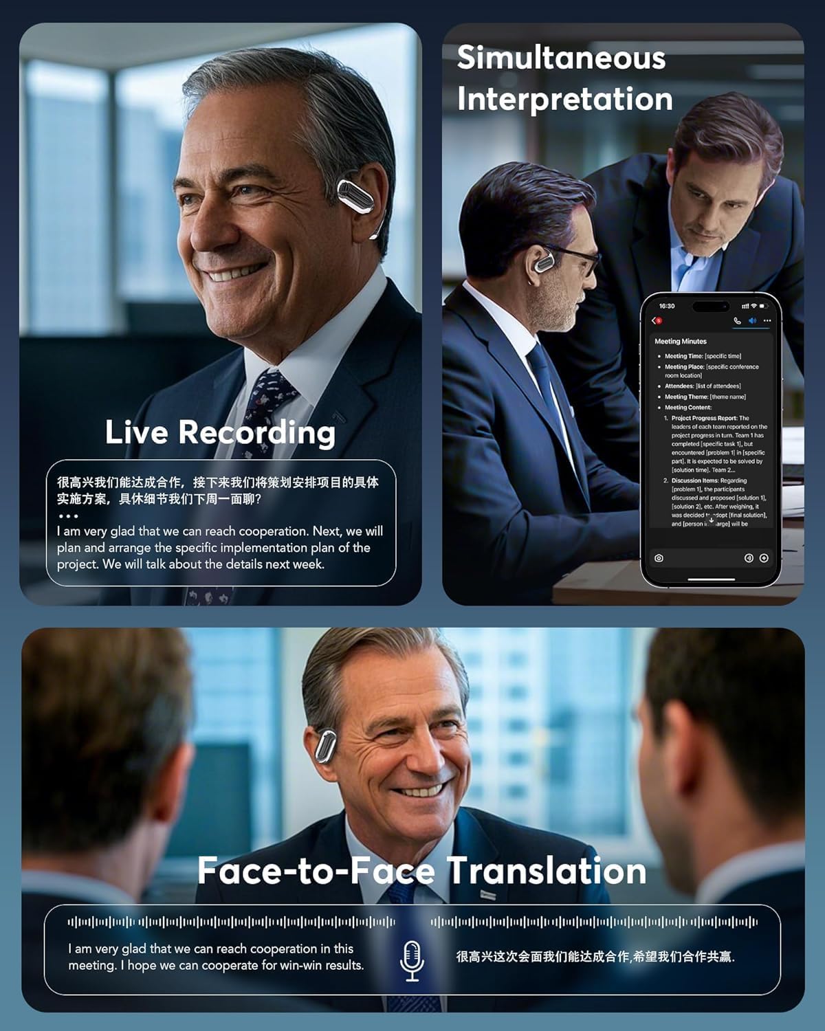 AI Translation Earbuds Language Bluetooth 5.4 Headphones Translator for 144 Languages & Accents Online Translation,Translator Earpiece with Bluetooth & APP for Travel/Business/Learning, Ebony Black
