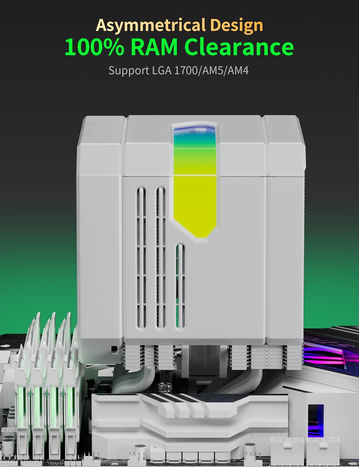 upHere White Dual-Tower 5V ARGB CPU Air Cooler, 6×Ф6mm Heatpipes,Dual PWM Fan Computer Cooling,TDP 265W, Intel LGA2066/2011/1700/1851/1200/115X; AMD AM4/AM5 (158mm in Height) up2TC6