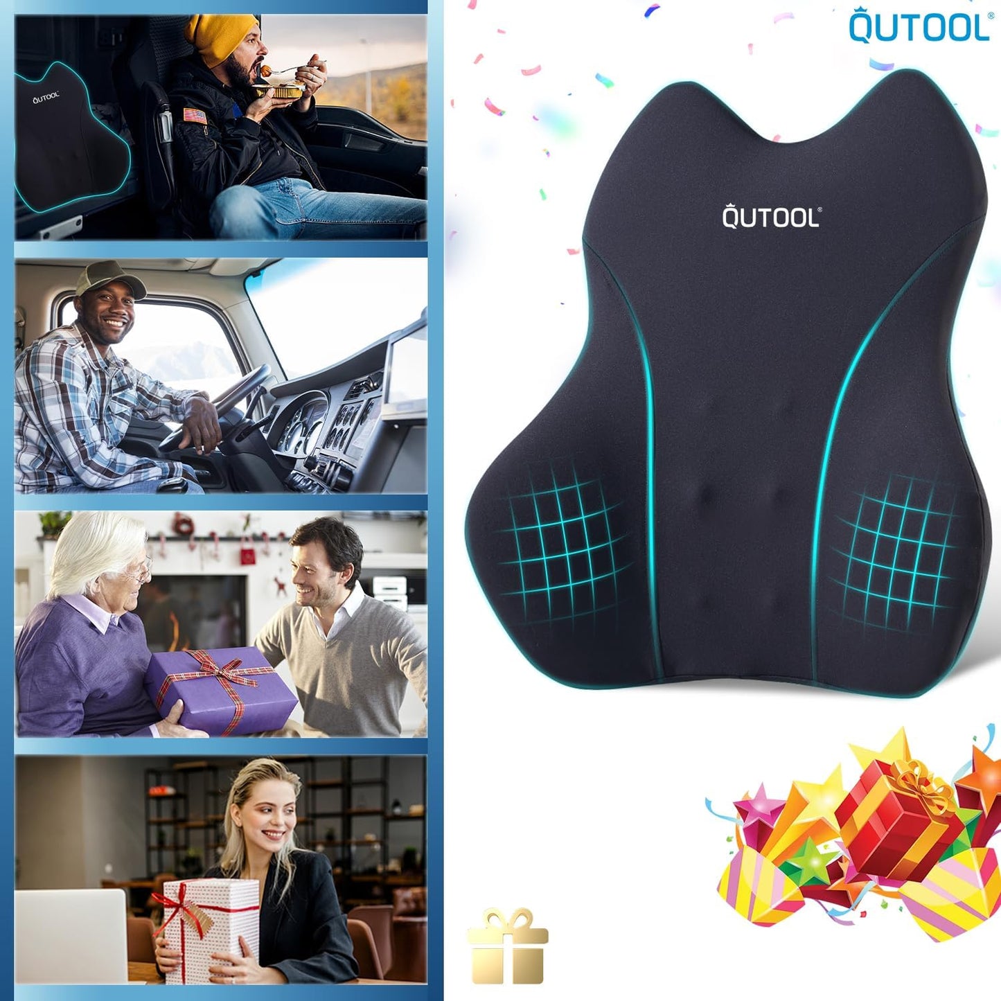 Lumbar Support Pillow for Office Chair Car Memory Foam Back Cushion Back Pain Relief Improve Posture Large Back Pillow for Computer, Gaming Chair, Recliner with Mesh Cover Double Adjustable Straps
