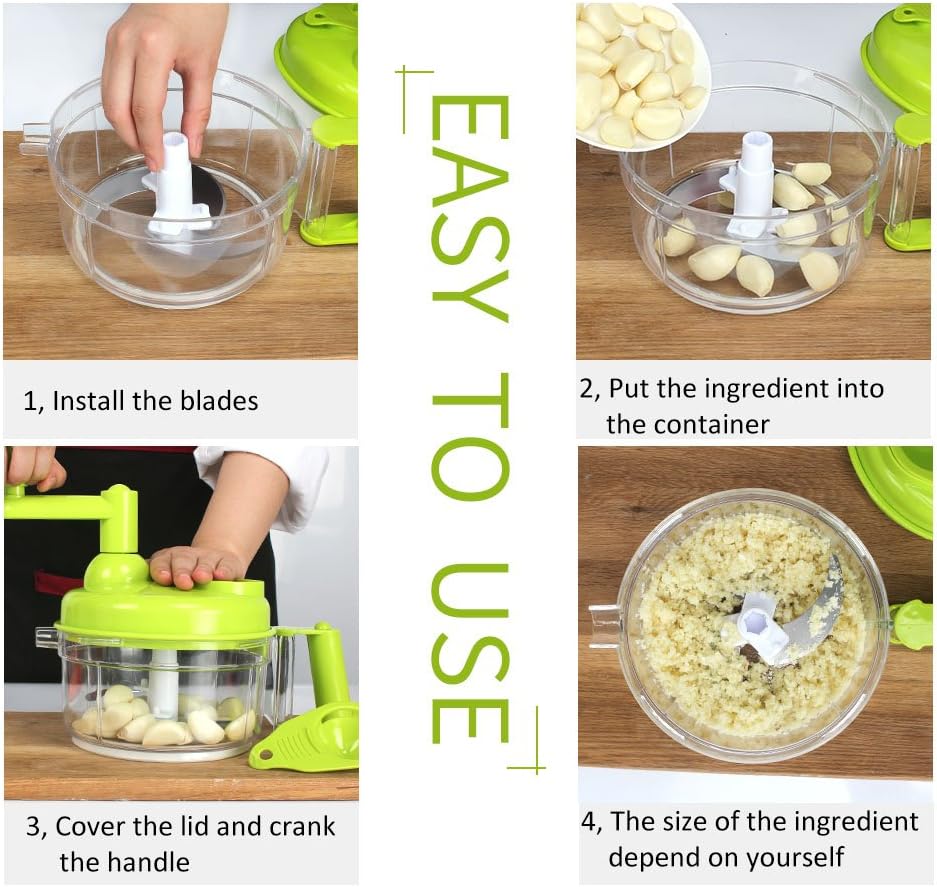 Cambom Manual Food Chopper Vegetable Cutter, Hand String Vegetable Chopper Onions Cutter for Vegetable Fruits Nuts BPA Free Food Safe Material, 550ml Gray