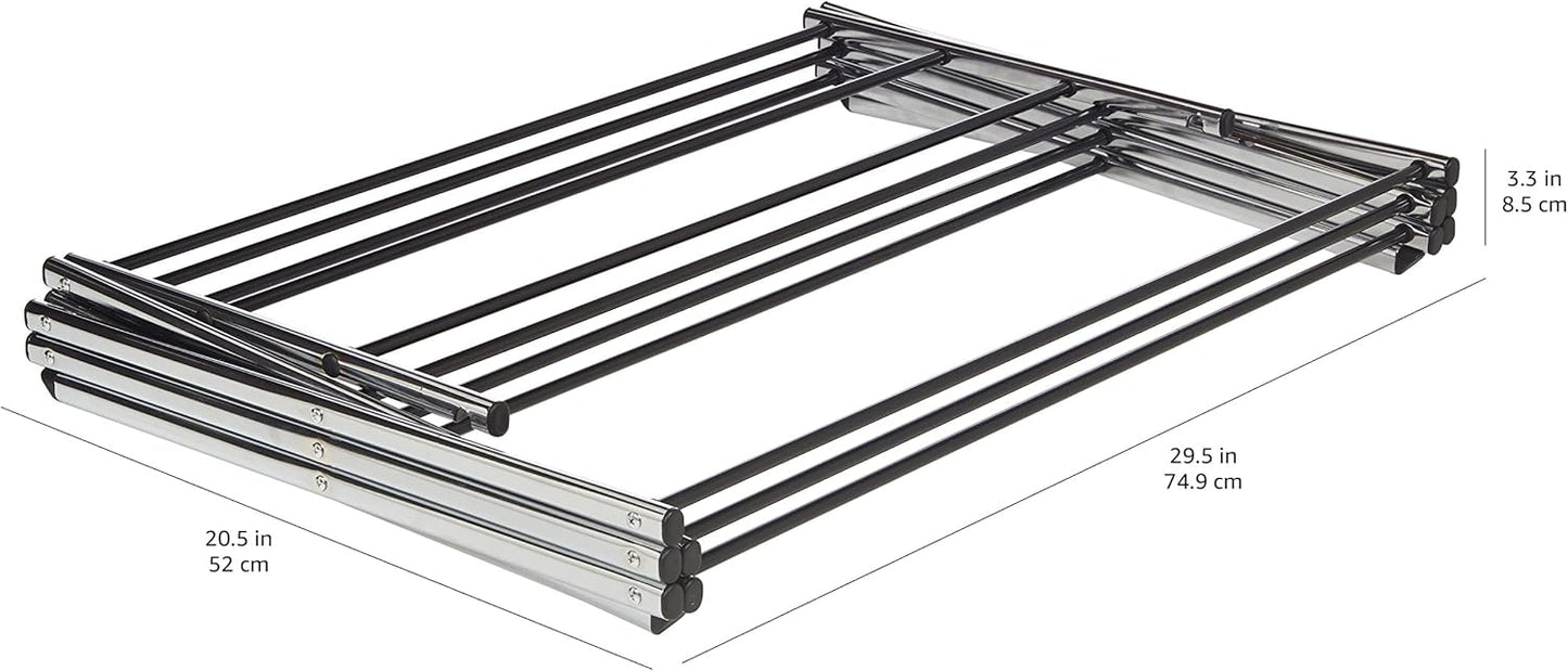 Foldable Portable Laundry Drying Rack for Indoor Air Drying Clothing, 29.4 x 14.8 x 41.9 inches (LxWxH), Chrome Silver