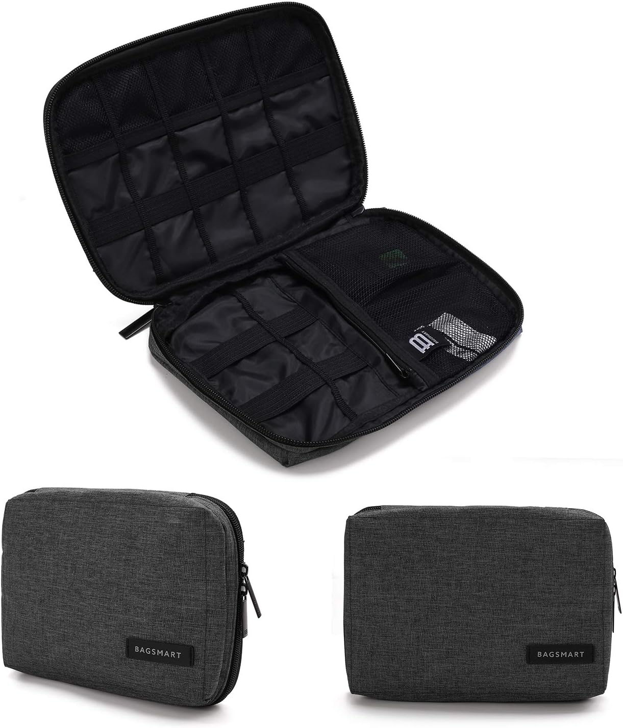 BAGSMART Electronic Organizer, Travel Cable Organizer Double Layer Electronics Accessories Cases Portable for Tablet 7.9", USB Drive, Cords, Black