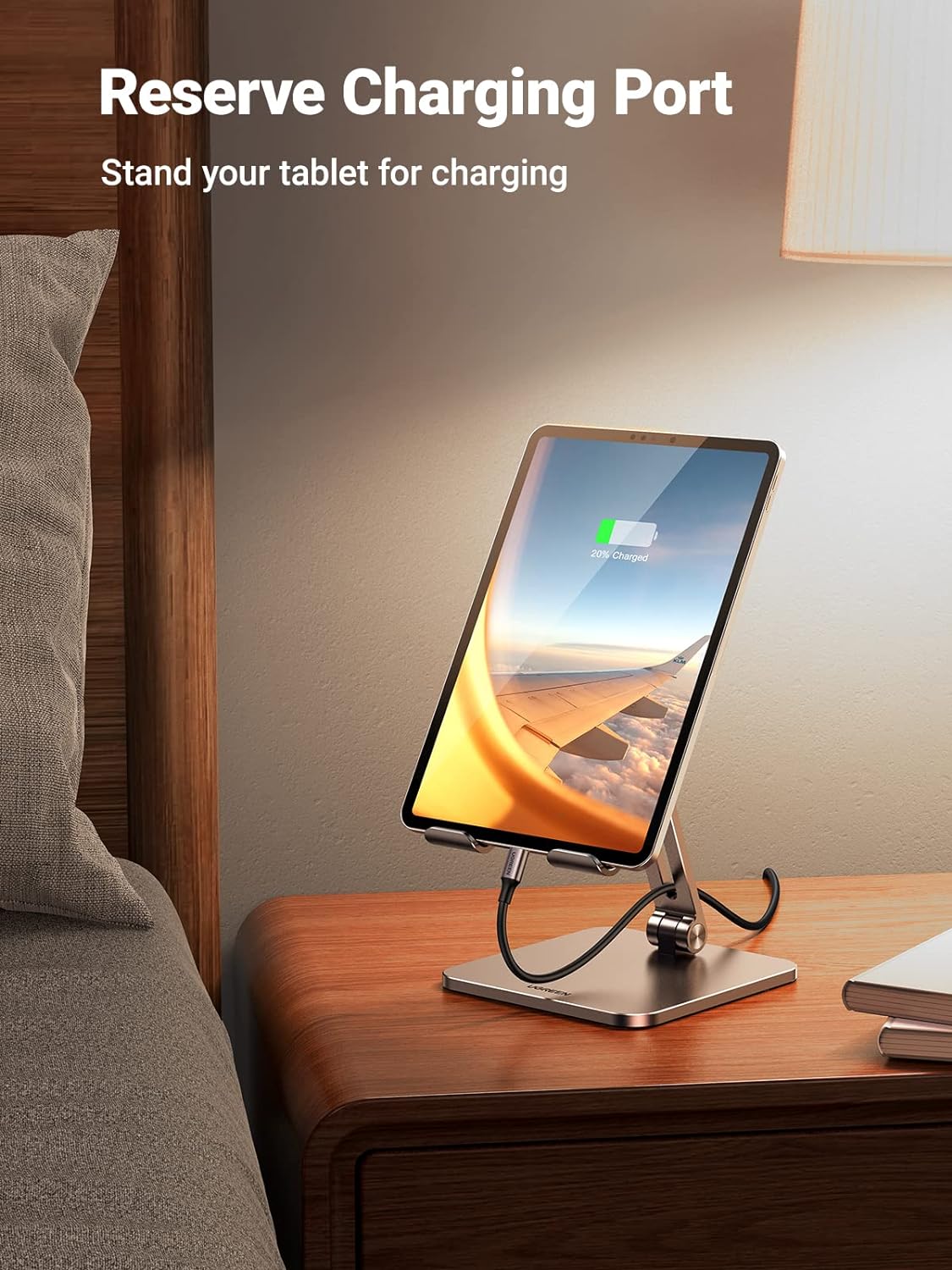 UGREEN Tablet Stand for Desk, Aluminum Stand for iPad Extended Height, Adjustable Foldable Portable Desktop Stand Holder for iPad Pro 12.9 11 9.7 10.5 iPad Air Mini Galaxy Surface iPhone 14 Pro, Grey