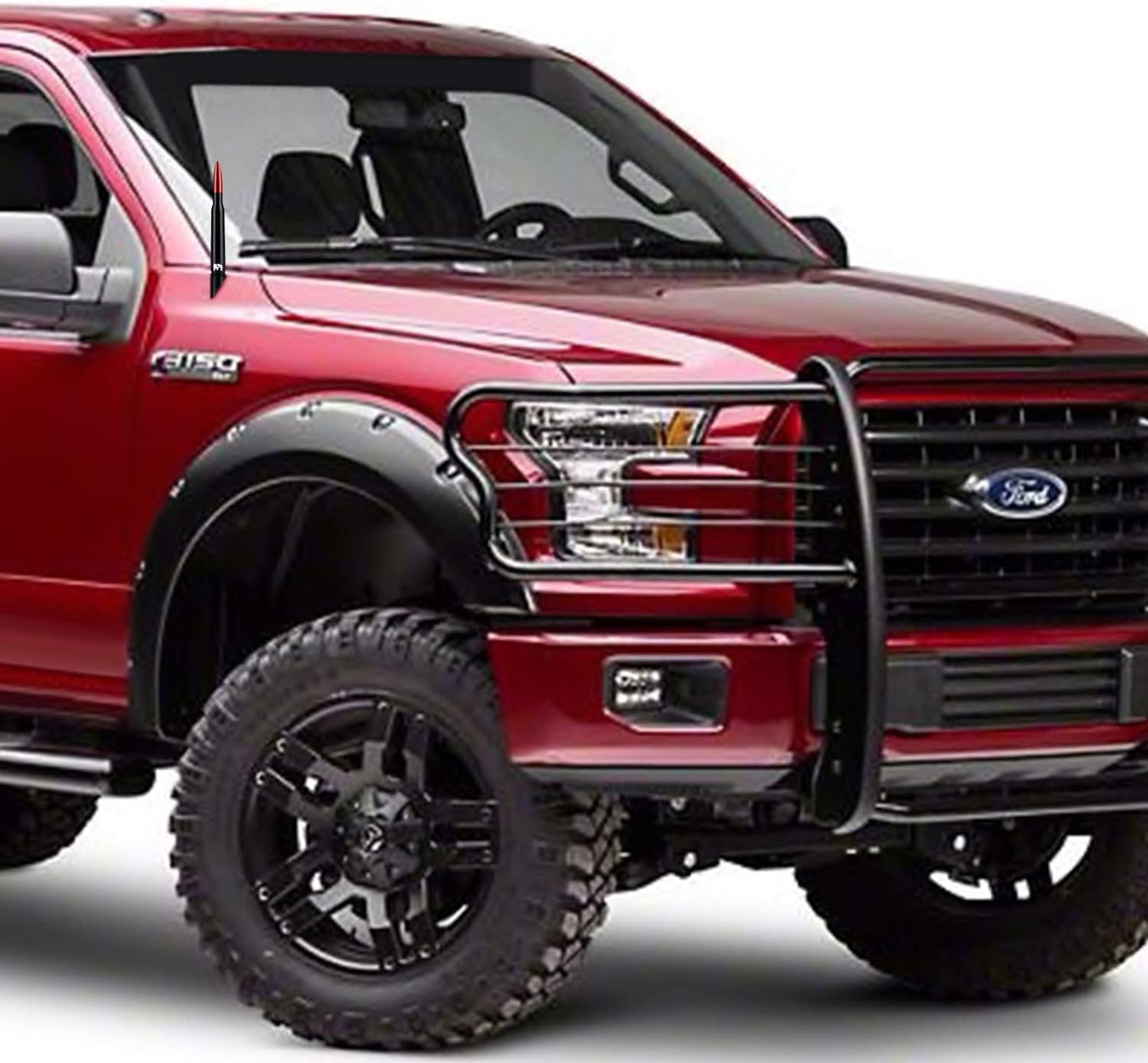 ONE250 Bullet Style Antenna, Compatible with Dodge RAM (RAM 1500, RAM 2500 or RAM 3500 1994-2024) & Ford F-Series (F-150 F-250 F-350 Super Duty Ford Raptor Ranger Trucks 1997-2024) (Silver)