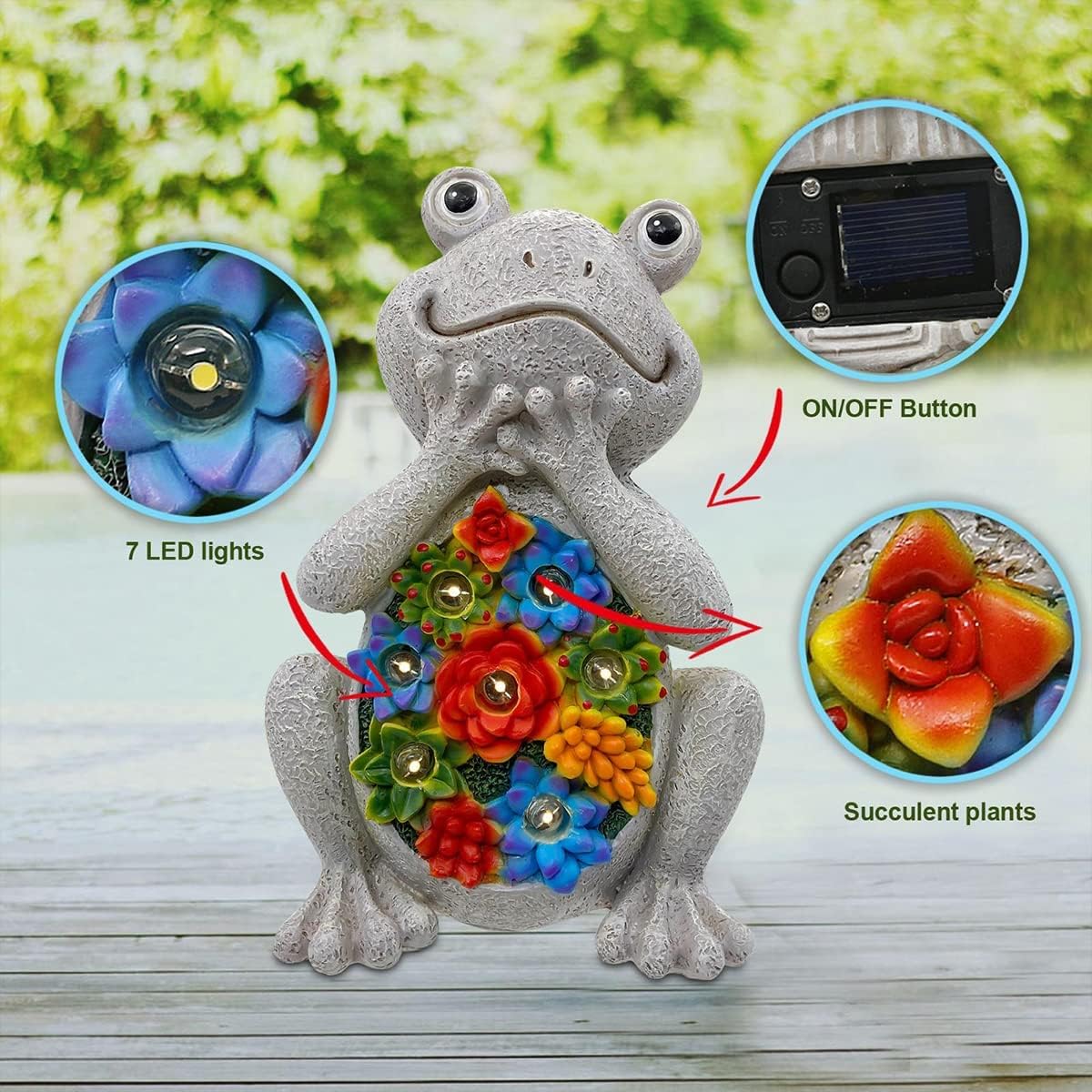 Nacome Solar Frog Riding Turtle for Garden Decor - Outdoor Statues for Patio,Yard,Balcony Ornament,Turtle Gifts for Women/Mom/Grandma,Mom's Best Gift