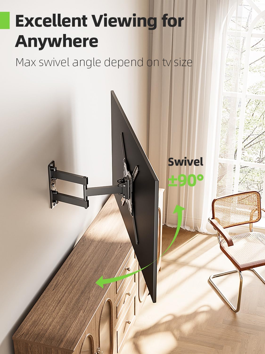 USX MOUNT Full Motion TV Wall Mount for Most 26-60 inch TV, Universal TV Mount Bracket Tilt Swivel Articulating Support TV up to 77 lbs, Max VESA 400x400mm, Perfect Center Design