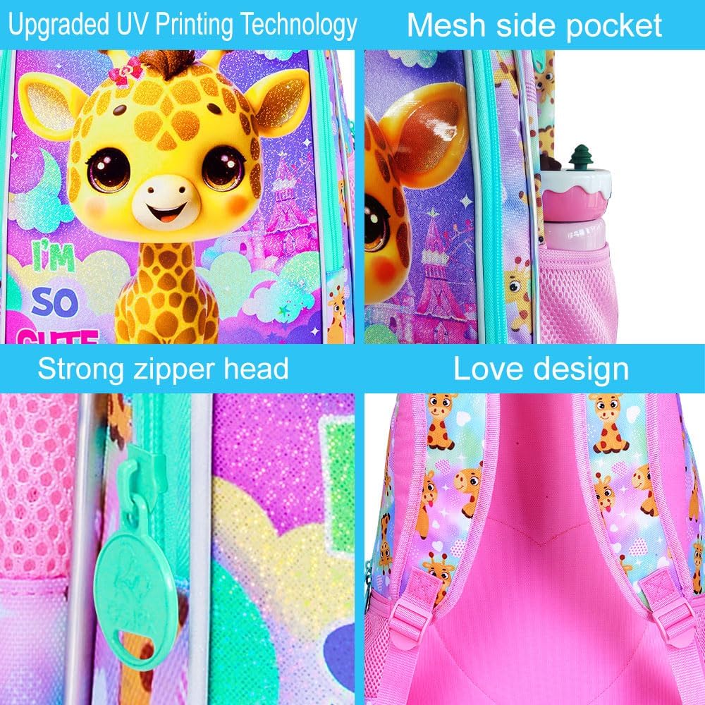 3pcs Backpack for Boys and Girls, 16” Kids Kindergarten Bookbag with Lunch Box, Cute Elementary Backpacks for Boy Girl