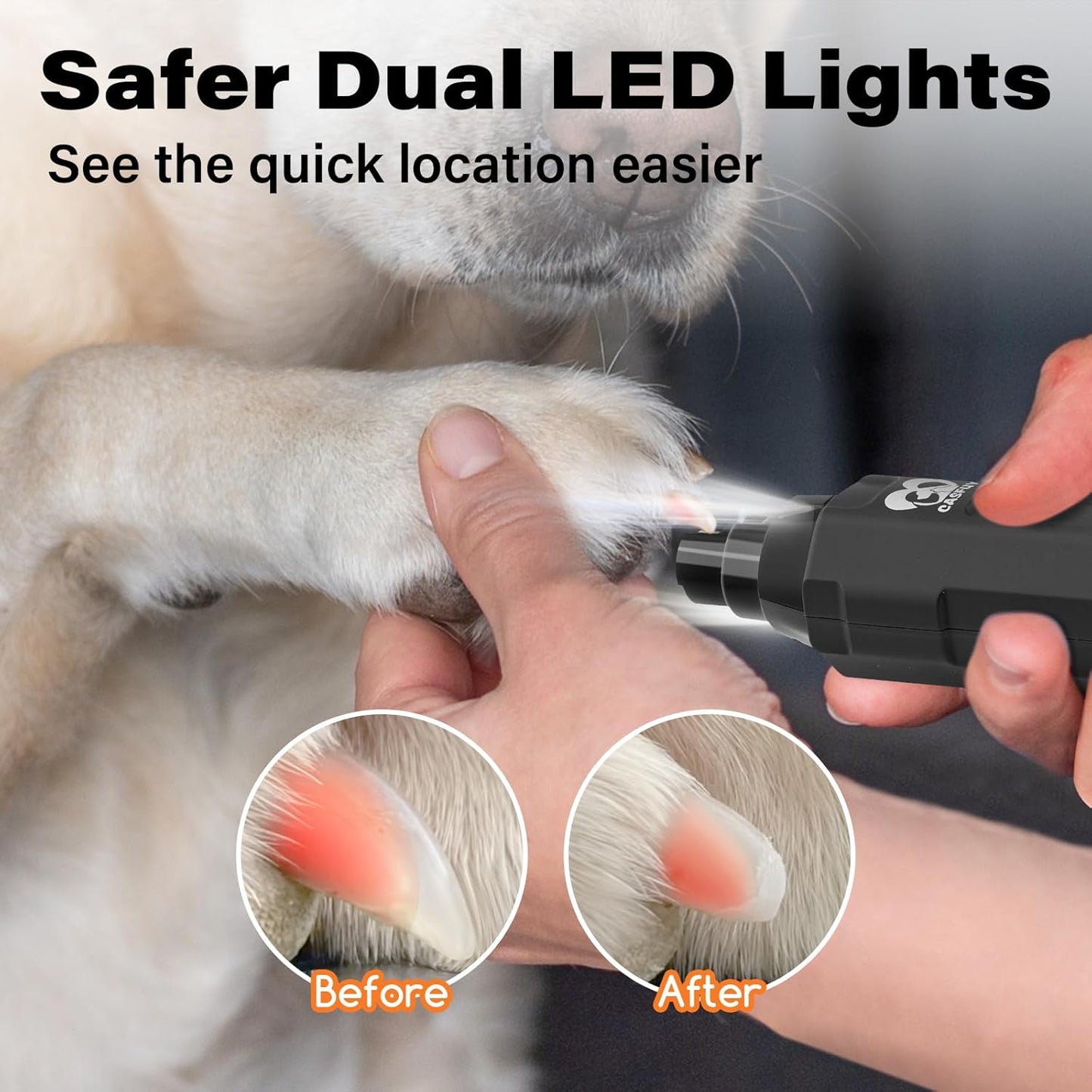 Casfuy 6-Speed Dog Nail Grinder Newest - Super Quiet Pet Nail Grinder Rechargeable Electric Dog Nail Trimmer Professional Paws Grooming & Smoothing Tool for Large Medium Small Dogs (Bright Blue)