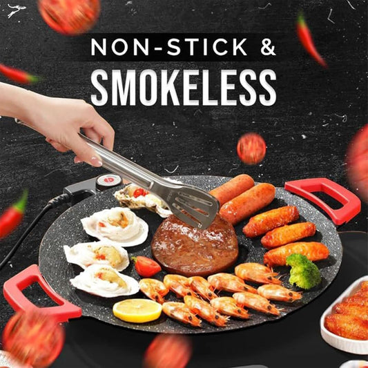 Non-Stick Electric Indoor Grill Pan, Portable Korean BBQ Grill, Adjustable Temperature for Steaks, Burger& BBQ (Black,11.8in) Black 11.8IN