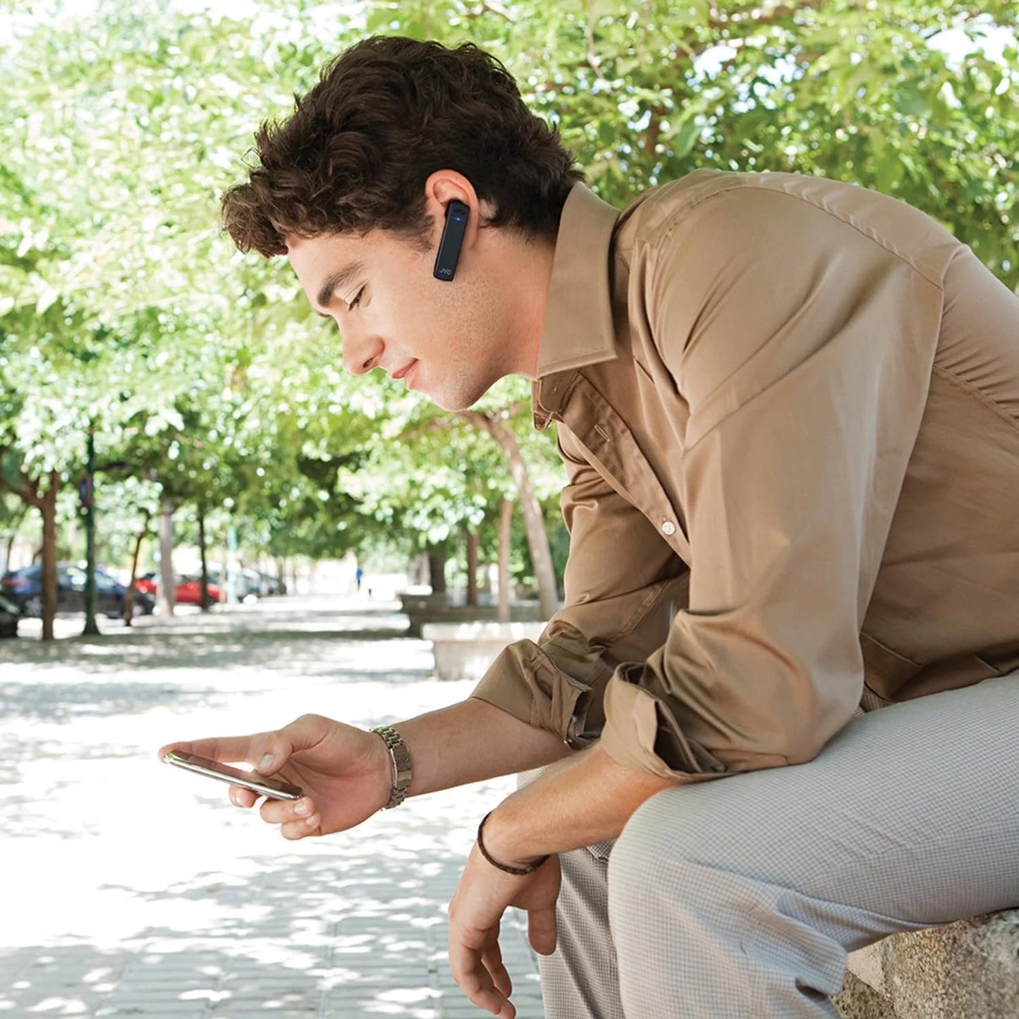 JVC Bluetooth Headset, Wireless Earbuds, Bluetooth 5.0, Long Battery Life (20 Hours), Work from Home, Telework, Compatible with HD Voice - HAC300B (Black)