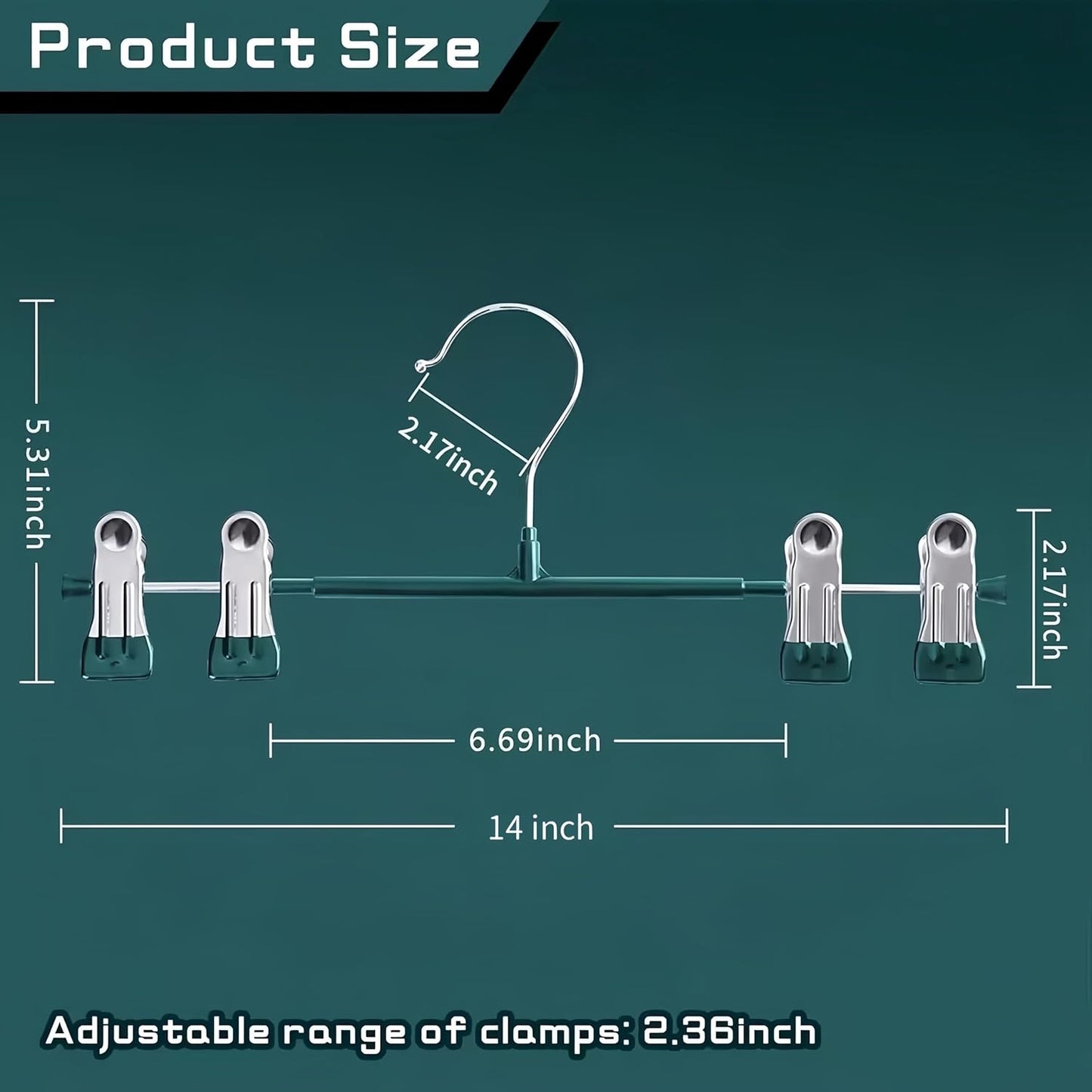 14Inch Black Pants Hangers with Clips 10 Pack Adjustable Skirt Hangers for Women Non-Slip Trousers Hanger for Jeans Clothes Hangers for Pants Heavy Duty Space Saving Shorts Hangers