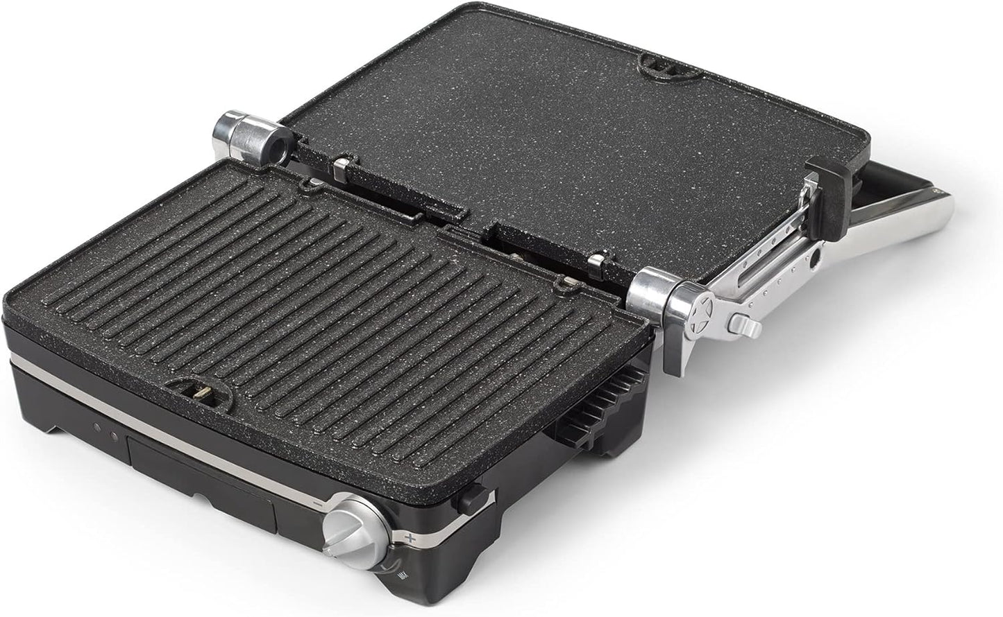 Starfrit The Rock Panini Press - Rock.Tec Non-Stick Reversible Plate - Opens 180 Degrees - Adjustable Temperate Control