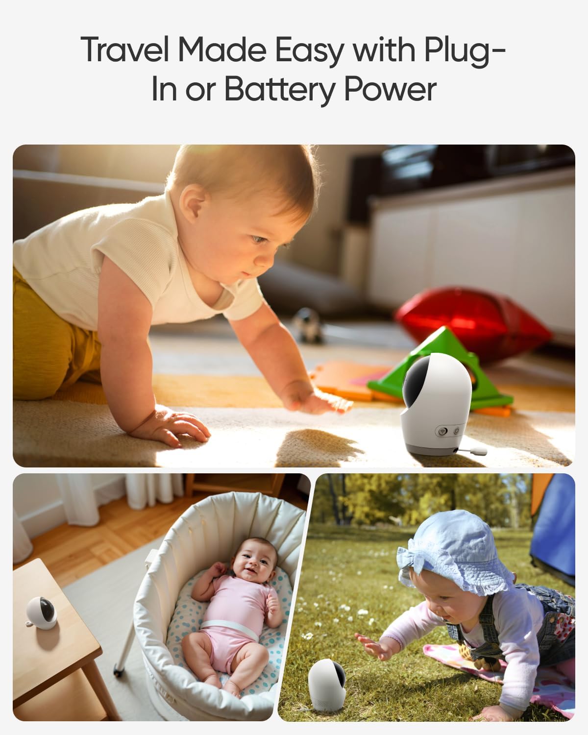 eufy Baby Monitor E21 with 4K Camera, Hybrid Wi-Fi and No Wi-Fi Connection, App and Monitor Control, Ultra-Clear Night View, Pan-Tilt, 8× Zoom, Portable Camera with Built-In Battery, ANR, Smart Alerts