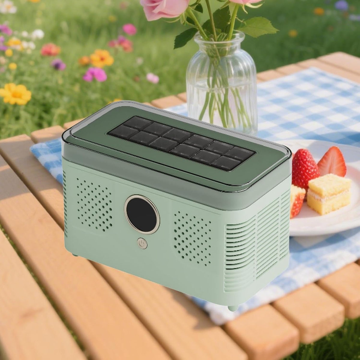 Countertop Ice Maker Mini Portable Ice Making Machine Small Household Appliance with Cube Tong Clip Fast Cooling Technology for Home Kitchen Suitable, Green