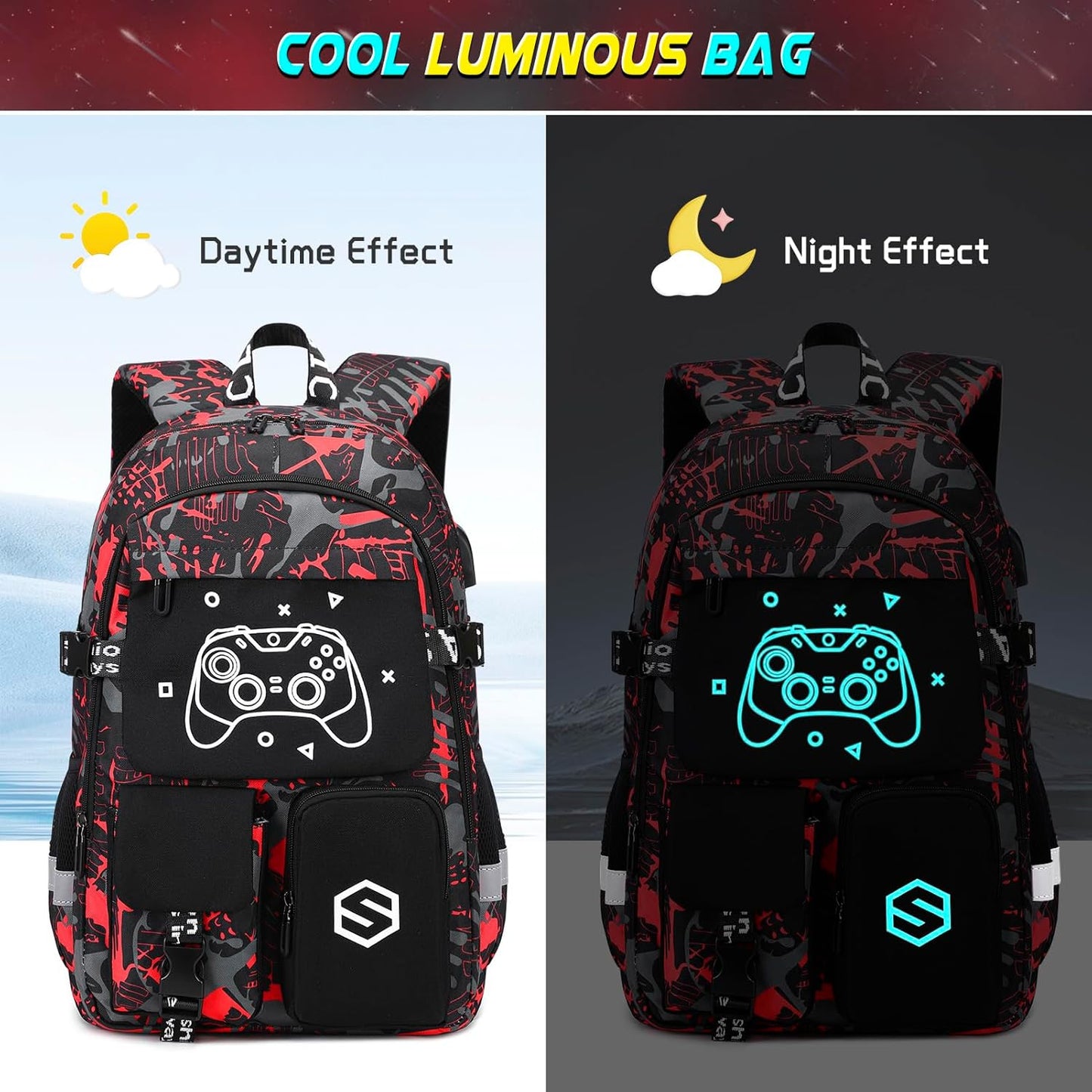 Scothen Cool Luminous School Backpacks for Boys