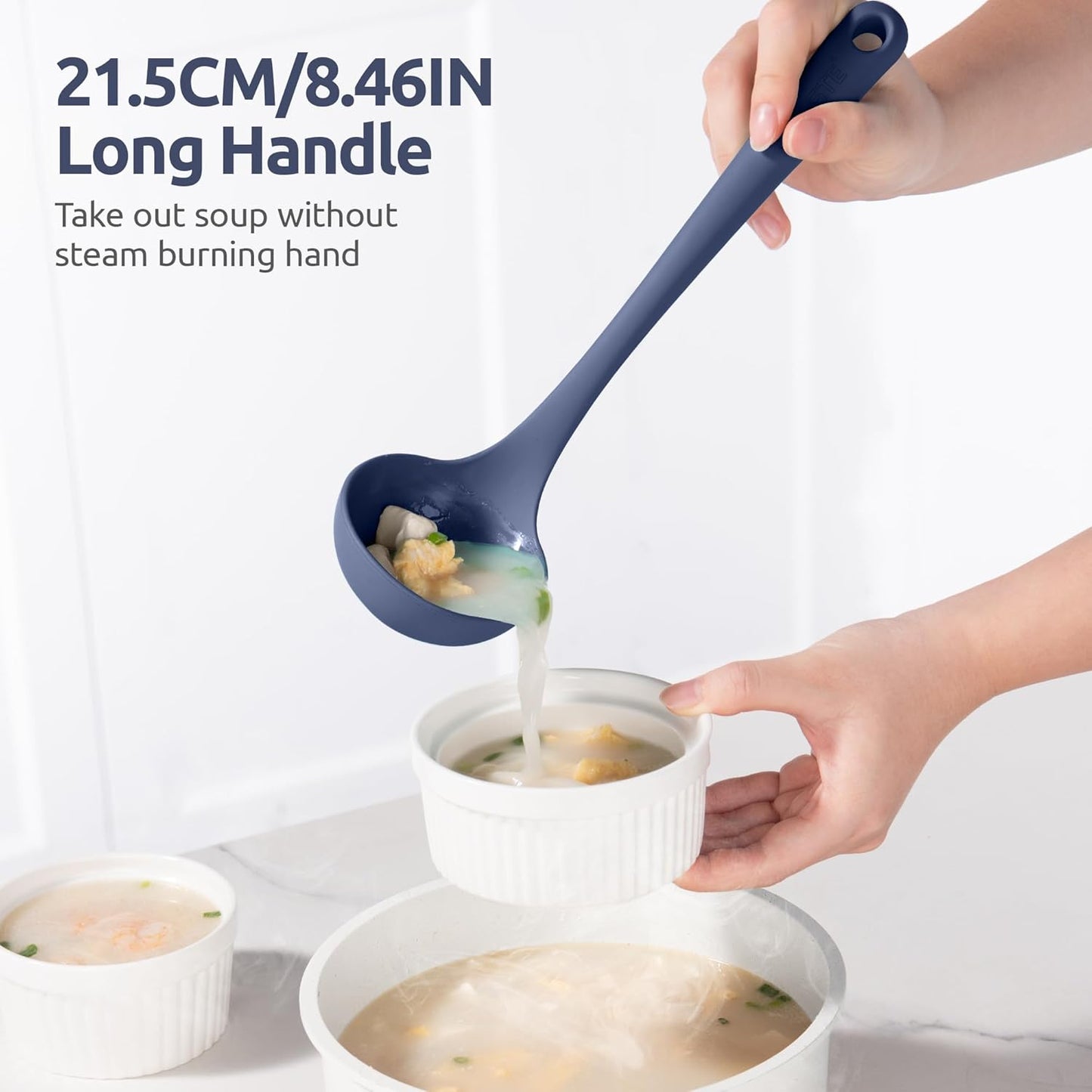 13 inch Silicone Soup Ladle: U-Taste 600ºF Heat Resistant 4 oz Large Non-Stick Seamless Rubber Kitchen Deep Serving Spoon with Non-Slip Solid Long Handle for Cooking Sauce/Stews/Gravies/Chili(Purple)
