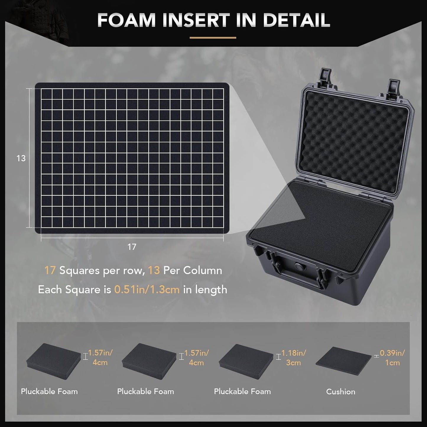 Lykus HC-2710 Portable Waterproof Hard Case with Foam, Camera Case with Customizable Fit Foam,Fit use of Drones,Camera, Equipments, Interior Size 27x16x8 cm