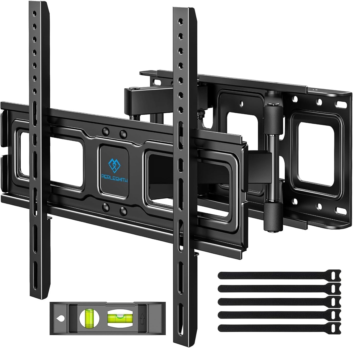 PERLESMITH Full Motion TV Wall Mount for 26-65 inch TVs up to 99lbs, Tilt Swivel Extension Wall Mount TV Bracket with Dual Articulating Arms, TV Mount Max VESA 400x400mm for Flat Curved Screen
