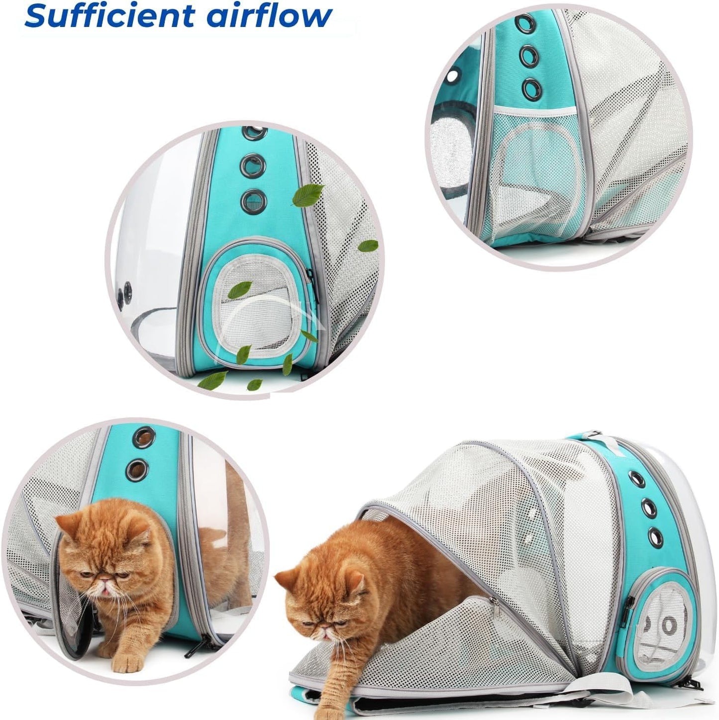 WEVONIGU Front Expandable Cat Backpack Carrier,Fit up to 16 lbs,Pet Carrier Backpack,Space Capsule Astronaut Bubble Window Bag,Cats and Puppies,Airline-Approved,Designed for Travel,Hiking,Walking