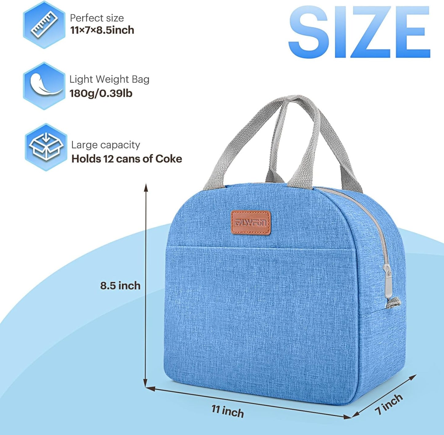 Lunch Bag for Women & Men Adult Insulated Lunch Box, Small Leakproof Cooler Food Lunch Containers Reusable High Capacity Lunch Tote Bags for Work, Travel, Outdoor