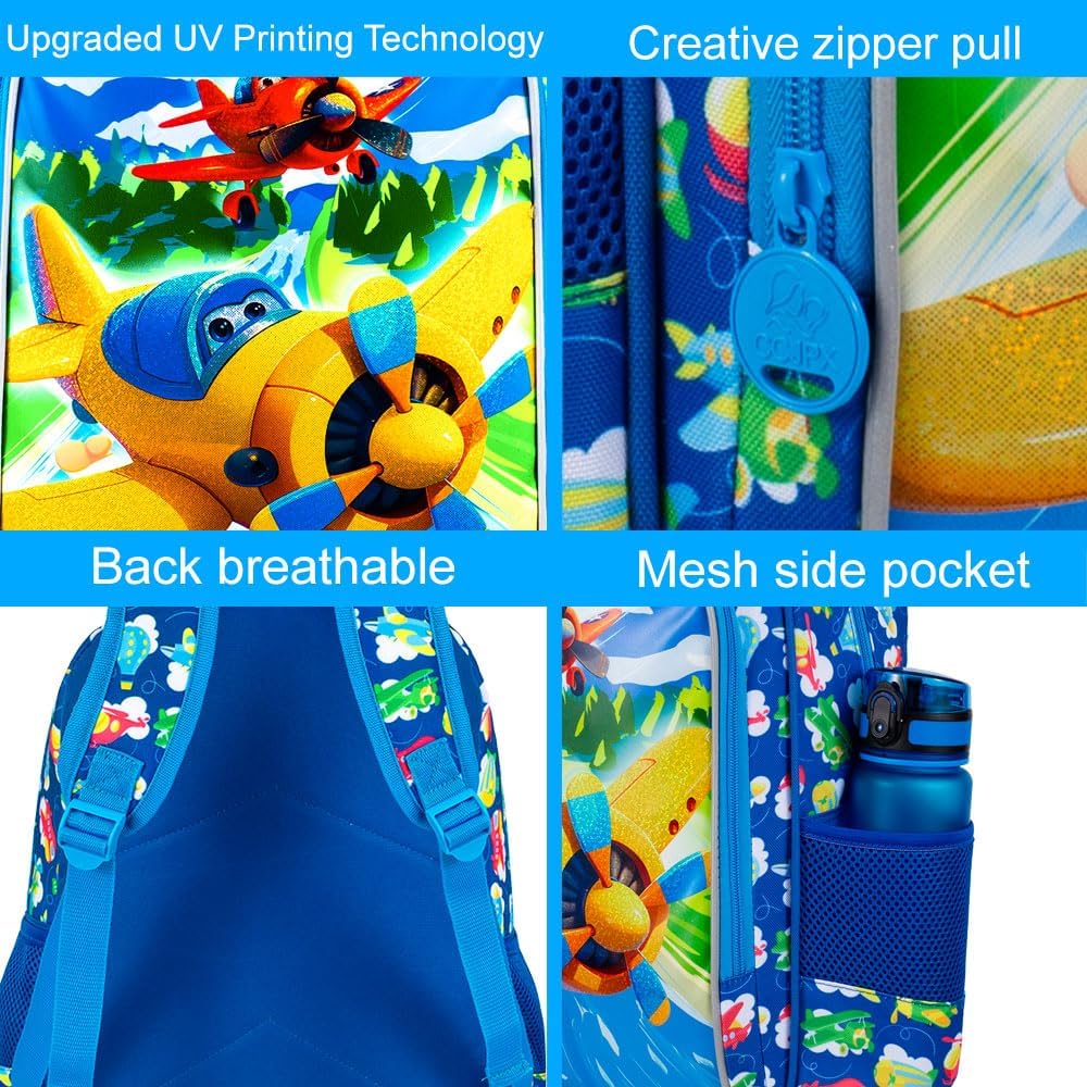 3pcs Backpack for Boys and Girls, 16” Kids Kindergarten Bookbag with Lunch Box, Cute Elementary Backpacks for Boy Girl