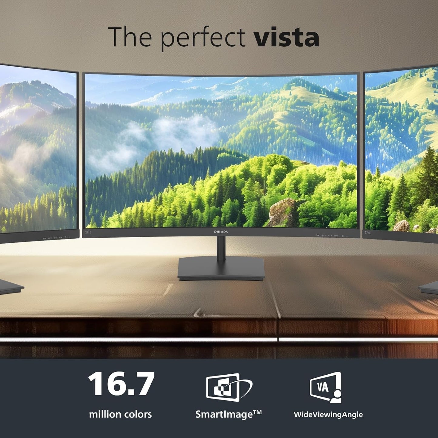 Philips 22 inch Class Thin Full HD (1920 x 1080) 75Hz Monitor, VESA, HDMI & VGA Port, 221V8LN