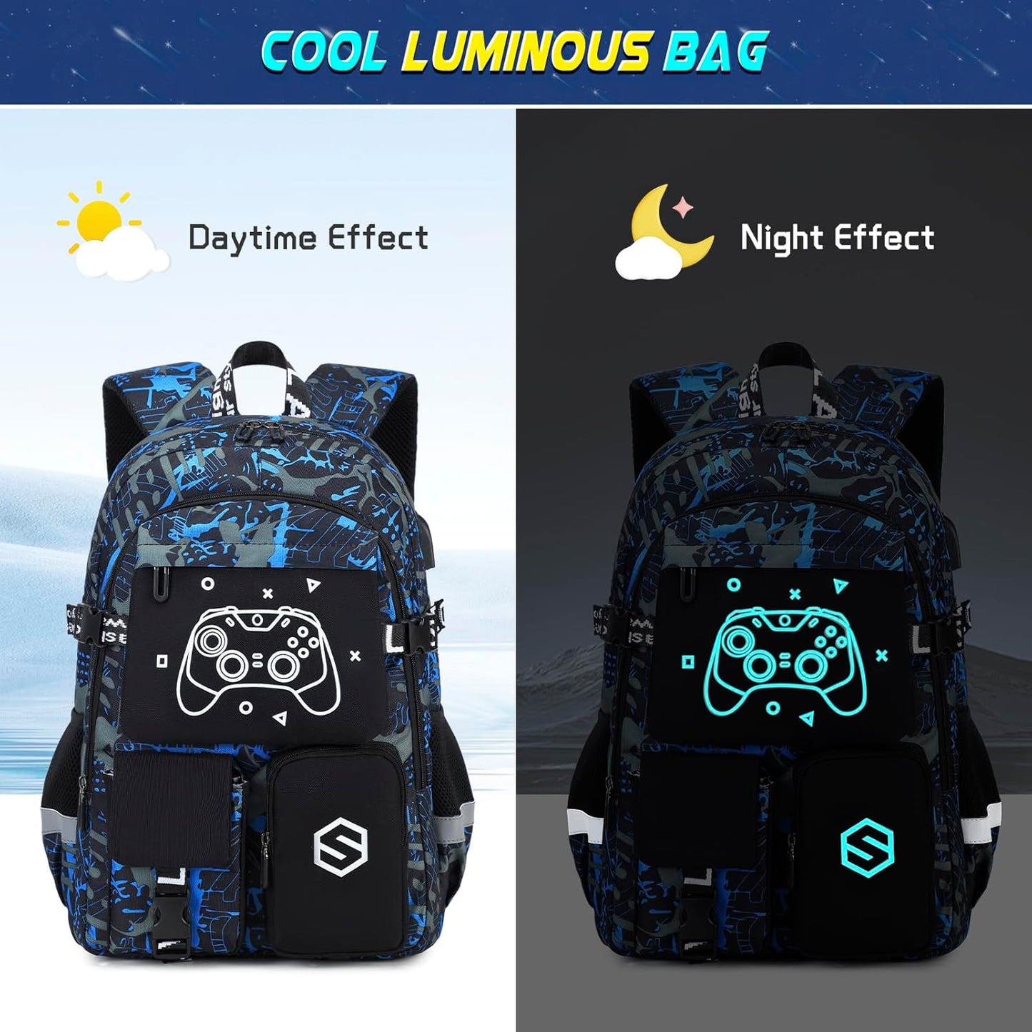 Scothen Cool Luminous School Backpacks for Boys